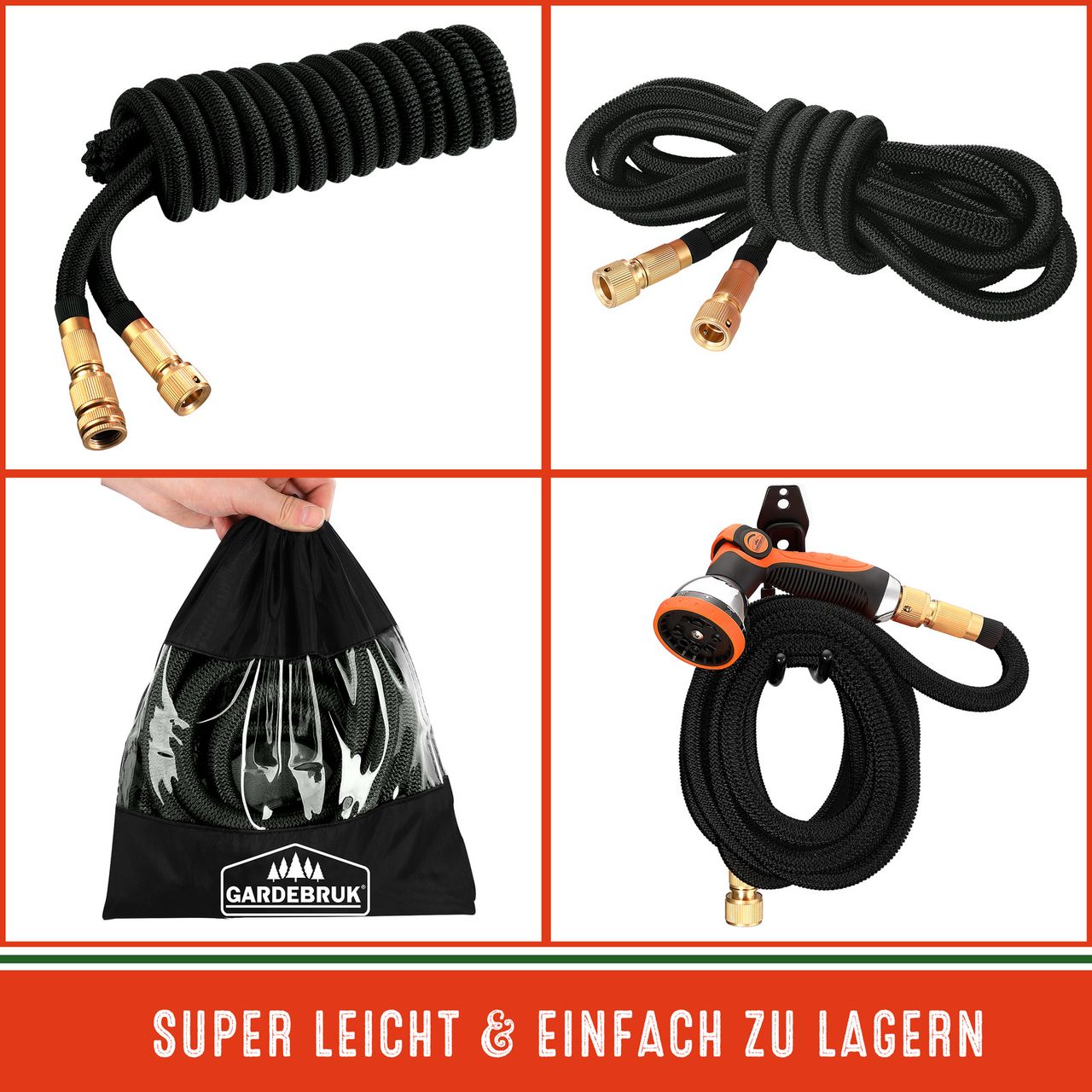 Casaria Gardebruk® Gartenschlauch Schwarz 30m flexibel