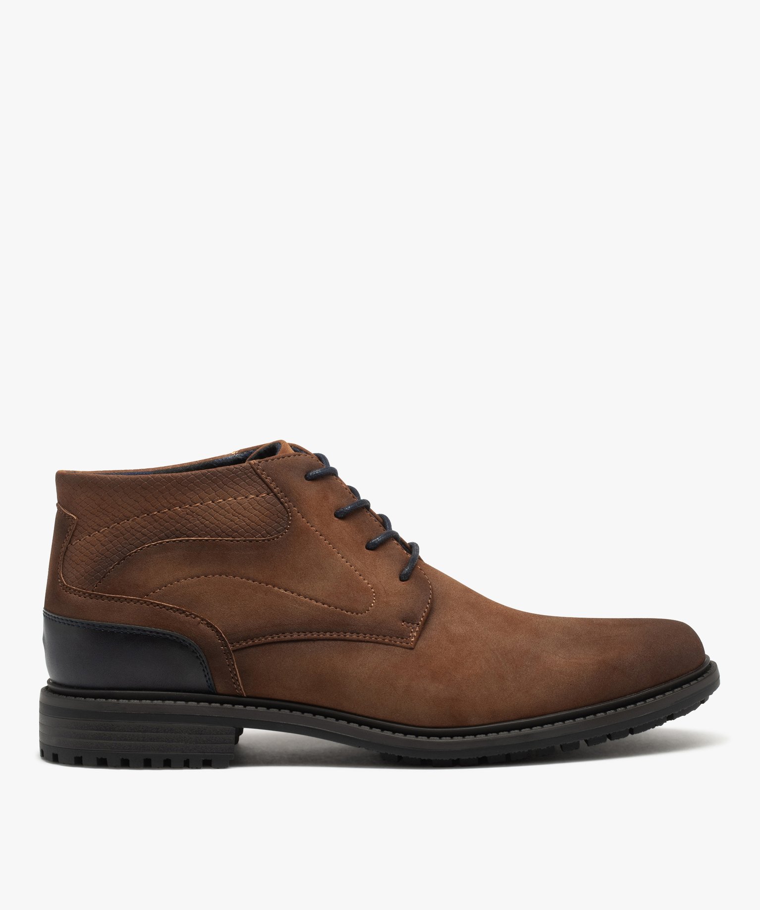 Low-boots avec surpiqres et lacets contrastants homme cognac | GEMO