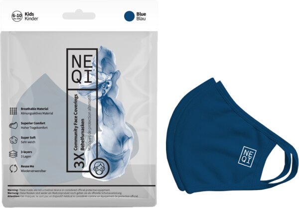 NEQI Face Coverings Blue Kids Mund- und Nasenschutz