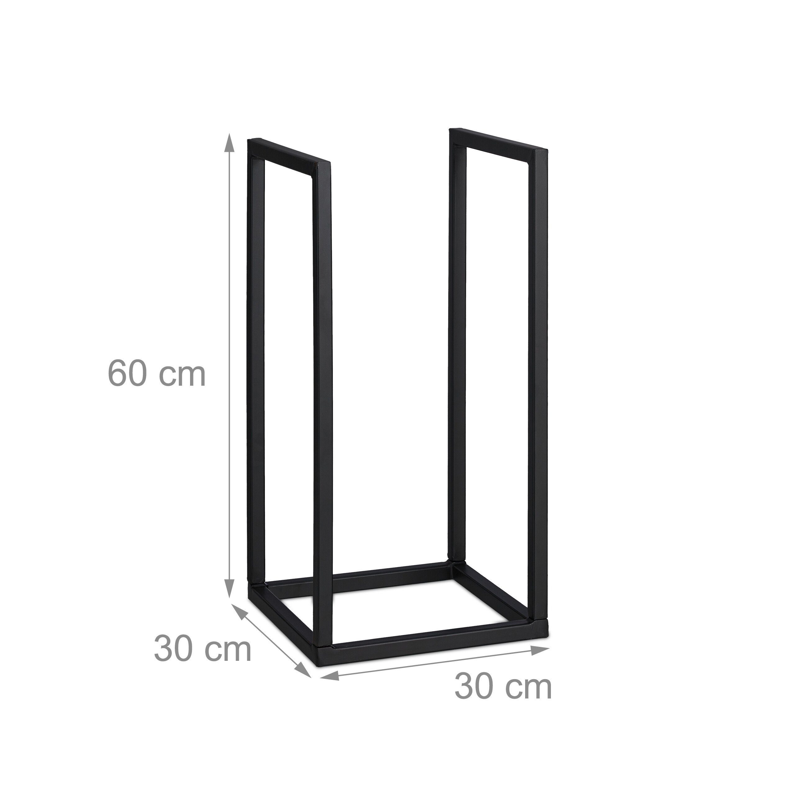 relaxdays Kaminholzregal Schwarzes Kaminholzregal aus Metall, BxTxH:30x30x60 cm