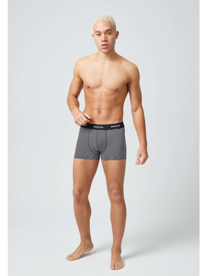 SNOCKS Boxershorts aus Bio-Baumwolle 6 Stück in Schwarze Streifen günstig kaufen