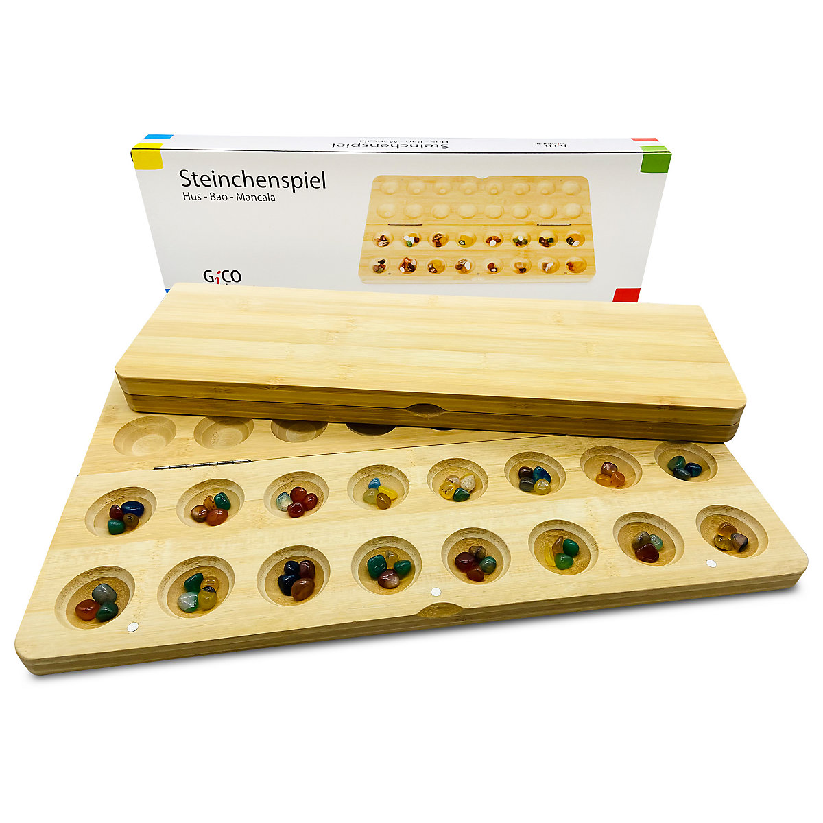 Steinchenspiel Hus Bao groß aus Holz mit Edelsteinen. Das Strategiespiel für Jung und Alt bekannt aus den Kindergarten - 7953