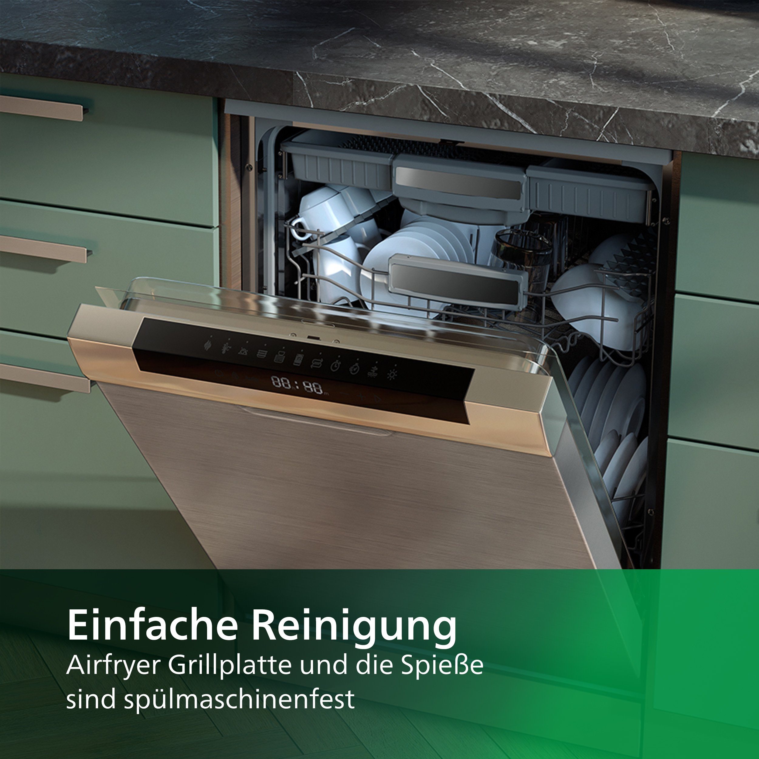 Philips Grillpfanneneinsatz HD9959/00 für Airfryer XXL 5000er Serie, inkl. 6 Spieße,spülmaschinenfest