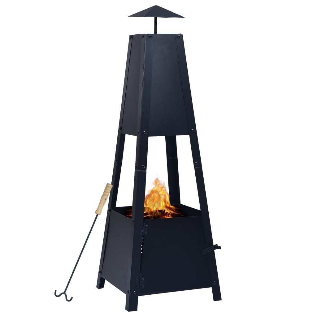 vidaXL Feuerstelle Feuerstelle Schwarz 35×35×99 cm Stahl