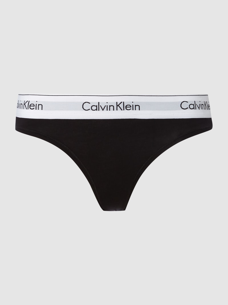String mit Logo-Bund in schwarz