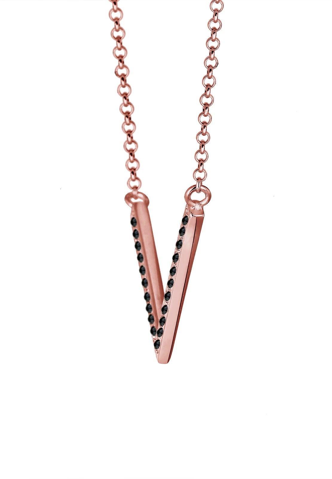 Elli ženski V-lančić s kristalima od 925 sterling srebra, duljine 45 cm