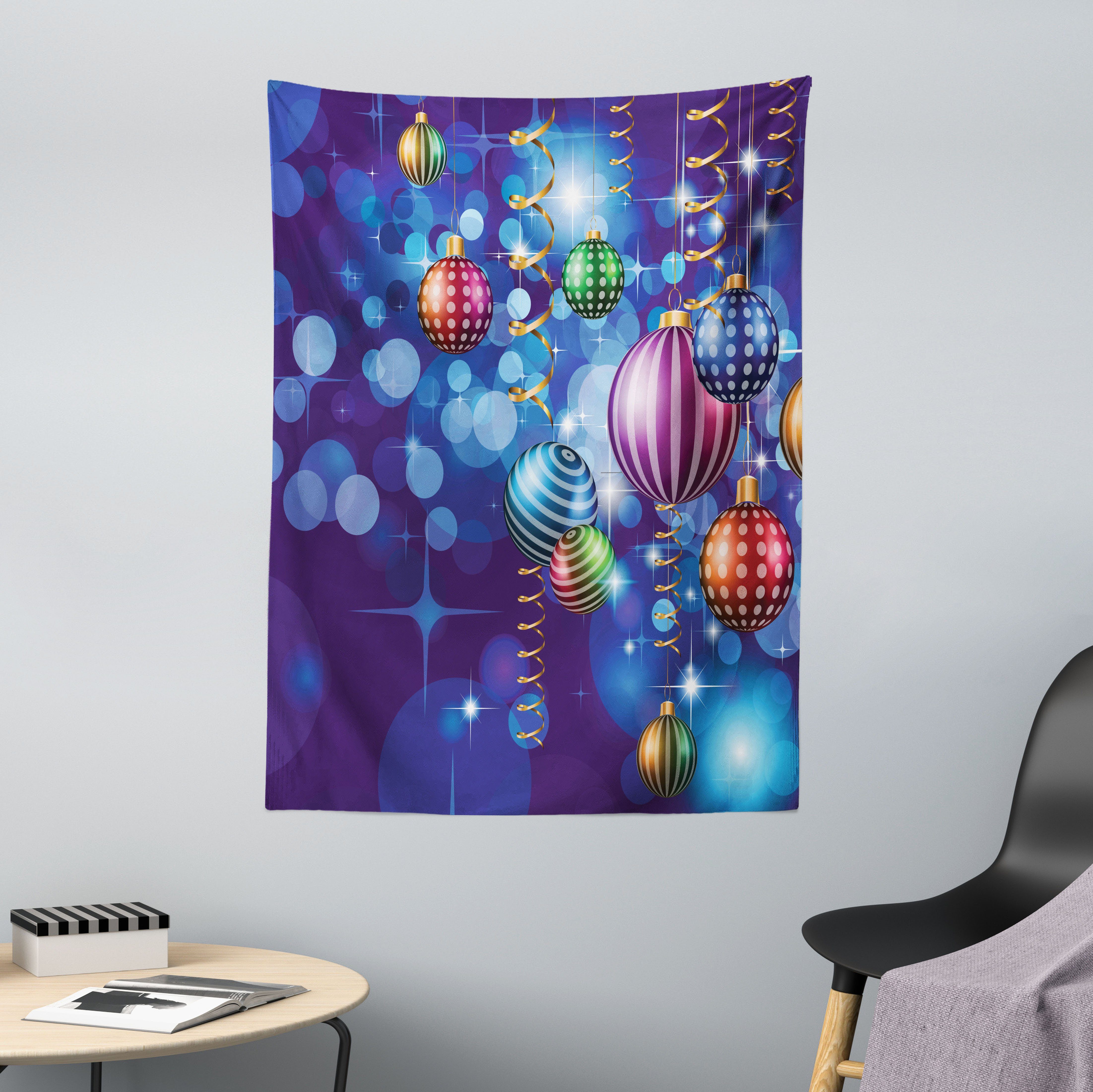 Wandteppich aus Weiches Mikrofaser Stoff Für das Wohn und Schlafzimmer, Abakuhaus, rechteckig, Weihnachten Guten Rutsch ins Neue Jahr-Party
