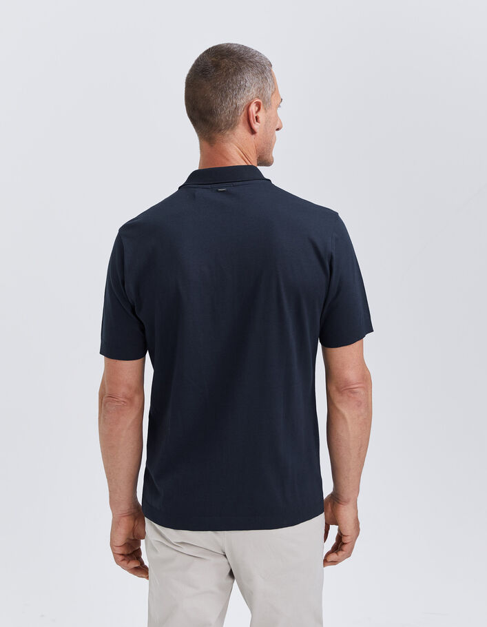 Chemise marine en maille avec bords-côtes Homme