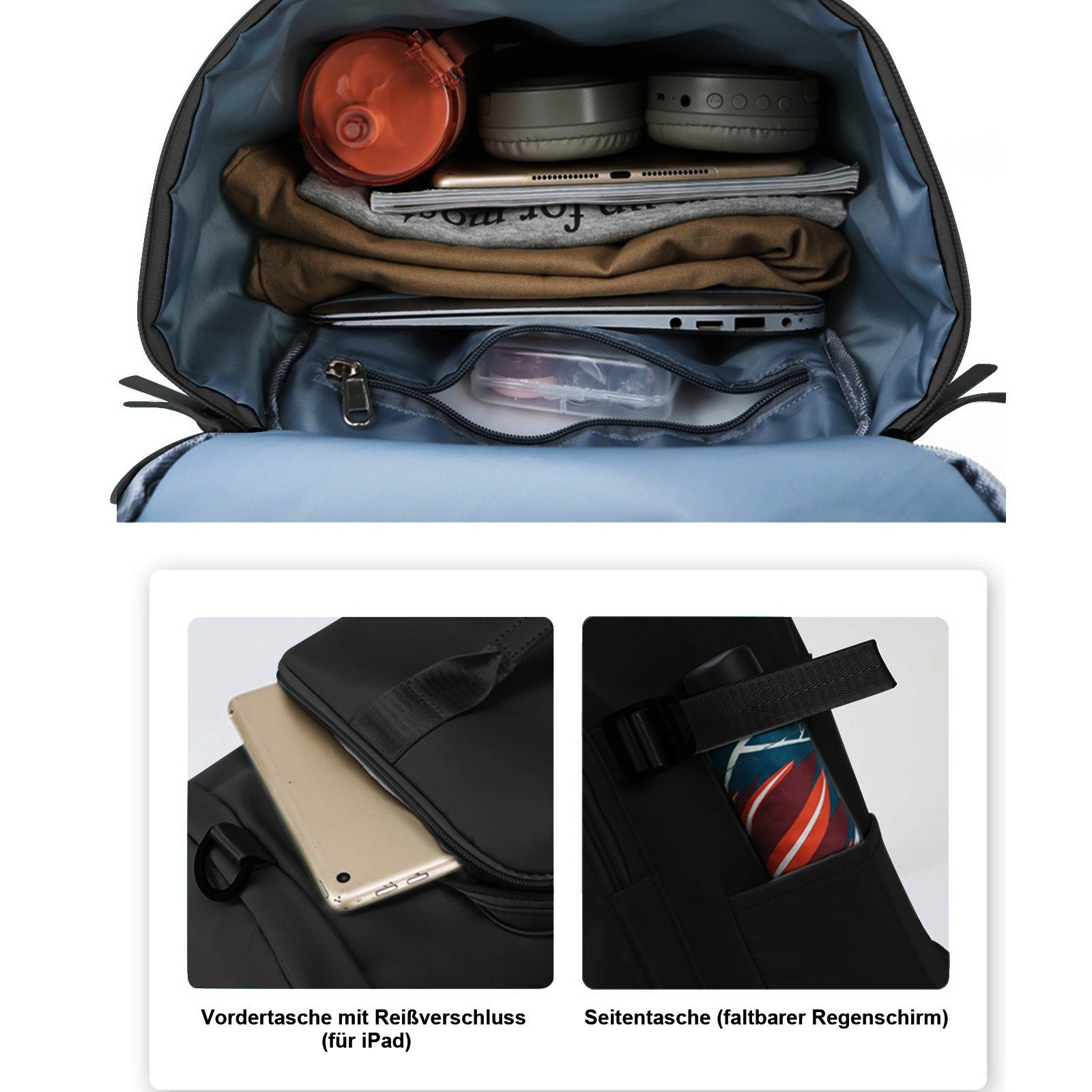 WISHDOR Reiserucksack Freizeitrucksack Sportrucksack Sporttasche Reisen Rucksack Reisetasche (Notebook Laptop Tasche Schule Uni Rucksack Handgepäck 46*25*25 CM, Rucksäcke, Schulrucksack, Schultasche, mit Schuhfach und Nasstasche), für Weekender Schwi
