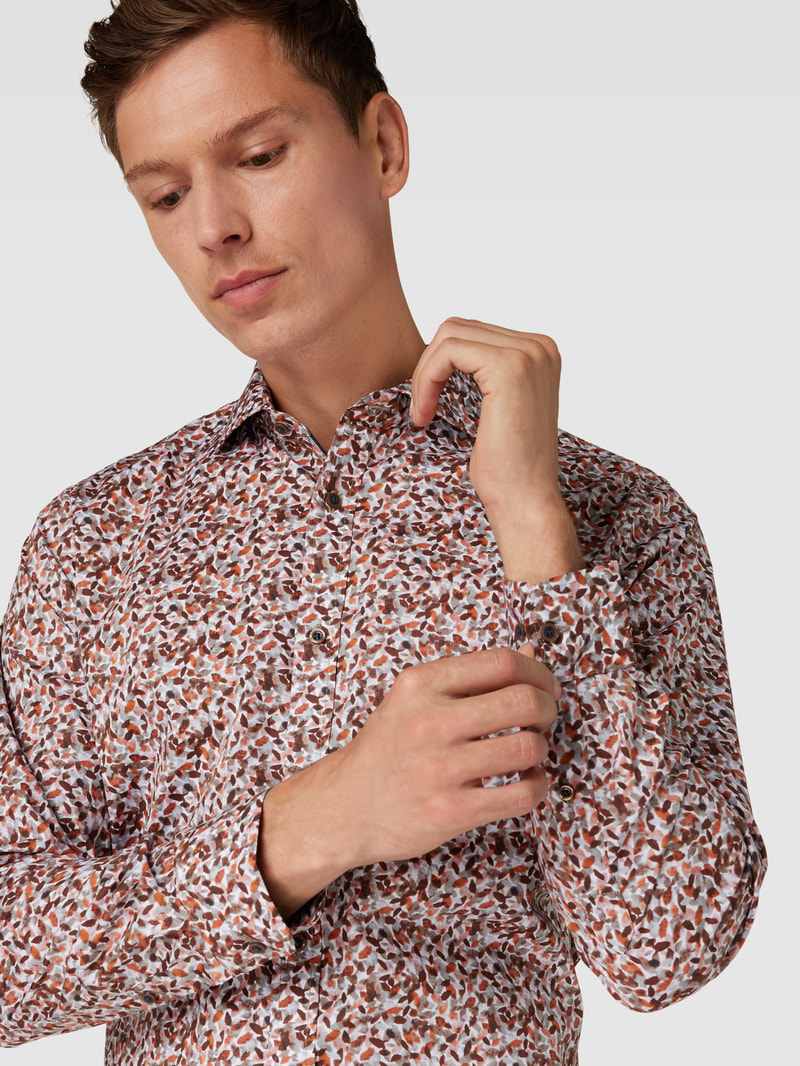 Business-Hemd mit Allover-Muster Modell 'Trostol' in apricot