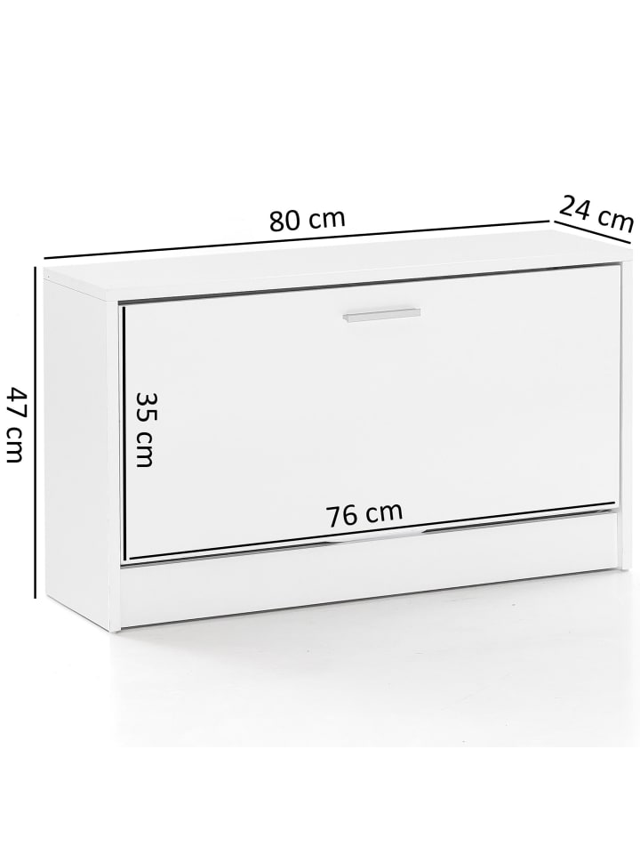 KADIMA DESIGN Schuhbank SPLIT mit Sitzfläche Schuhkipper Holz 80 x 47 x 24 cm, in Weiß günstig kaufen onesize