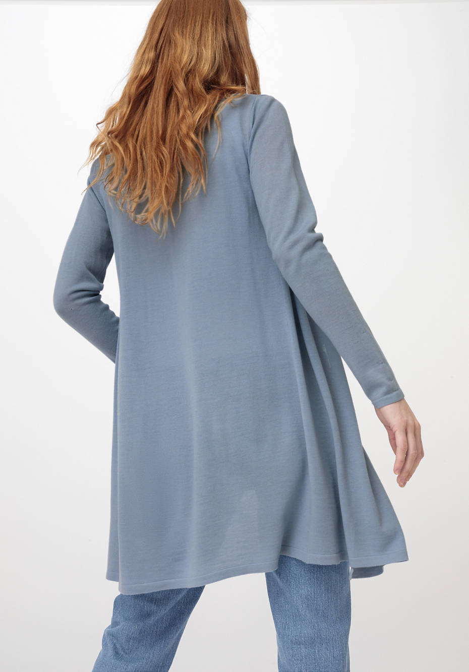 Long Strickjacke aus reiner Bio-Merinowolle