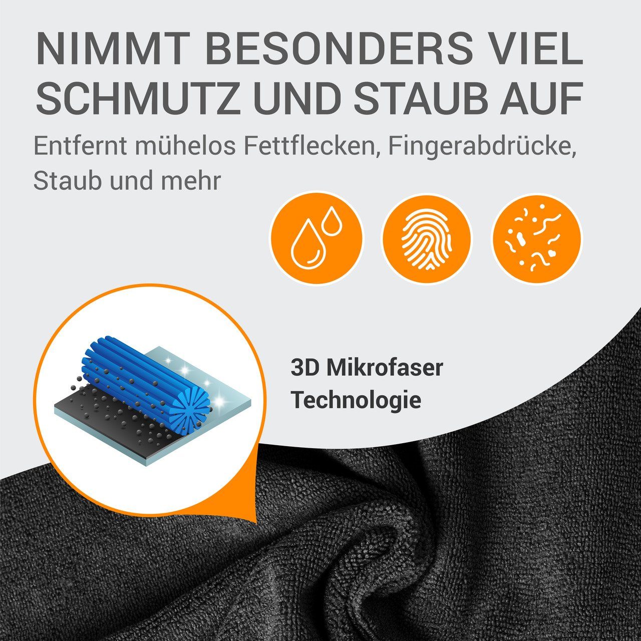 Betriebsausstattung24 Universaltuch (fusselfrei und frotteeartig) Mikrofasertuch (Polyester, 40x40 cm, 10er-Set, hygienisch auf 90° waschbar)