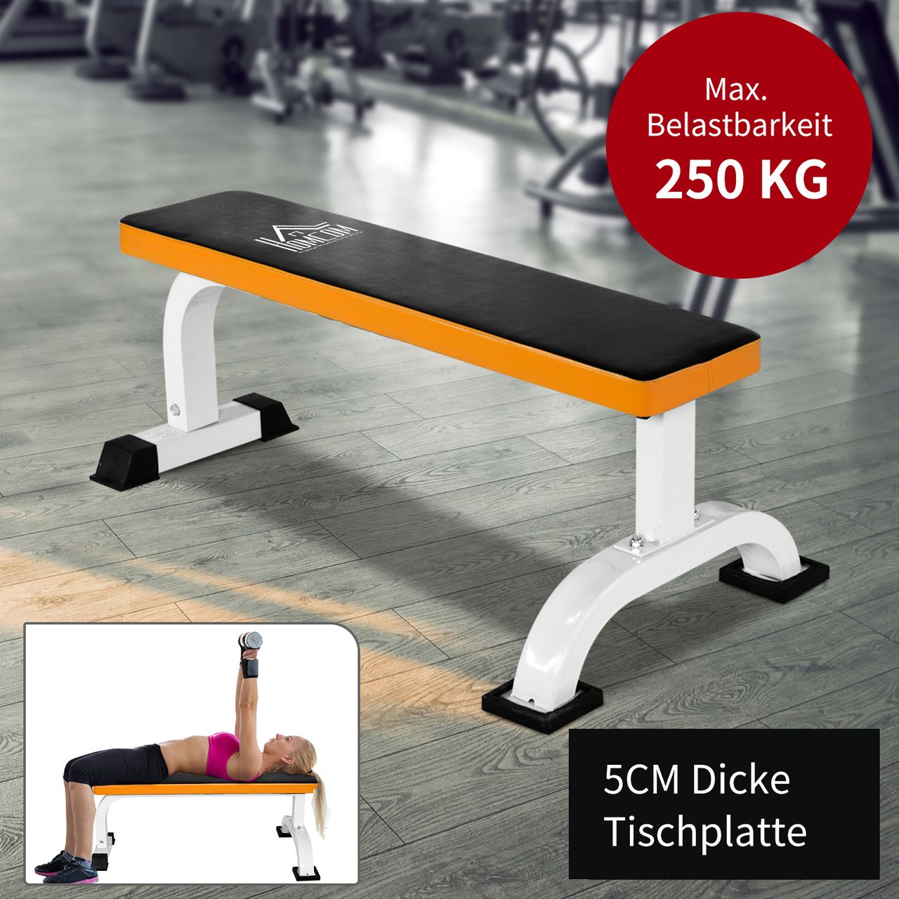 HOMCOM Hantelbank Multifunktion Trainingsbank für zuhause Schwarz 112x 62 x 43 cm