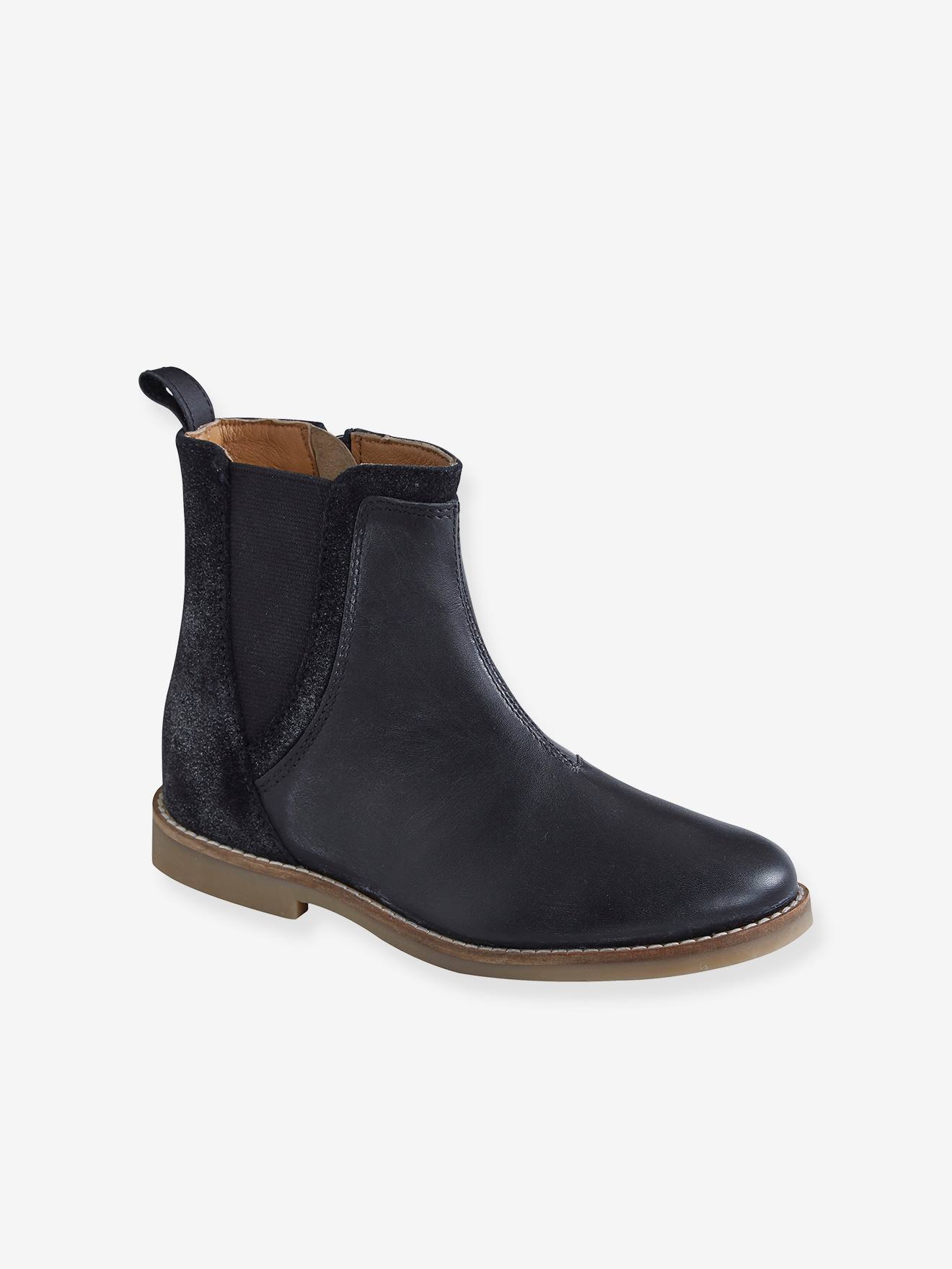 Vertbaudet Mädchen Boots, Materialmix - schwarz