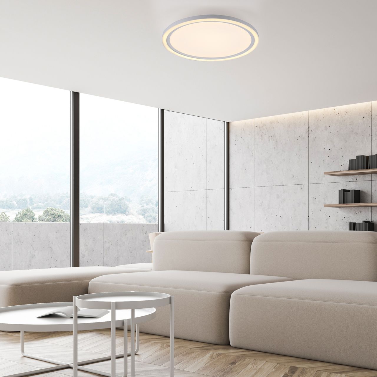JUST LIGHT JUST LIGHT. LED Deckenleuchte BEDGING, separat steuerbar, 3000 Kelvin, rund, Weiß
