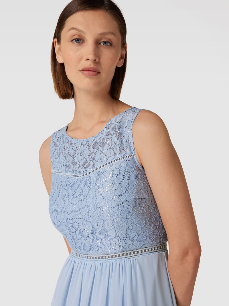 Cocktailkleid mit Paillettenbesatz in himmelblau