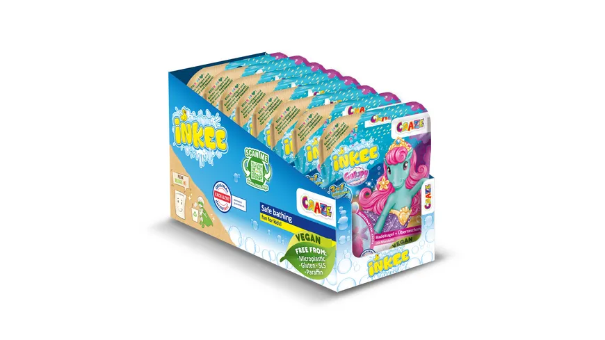CRAZE - INKEE Galupy Mermaid Badekugel mit Zuckerwattenduft - mit Überraschung (1 von 6 Galupy Mermaid-Figuren) 100 g