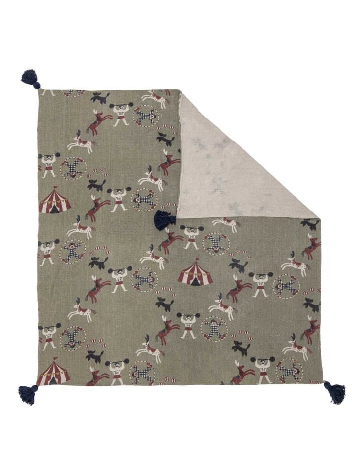 Bloomingville Decke LOOME Grün mit Zirkus Motiv 160x130 cm günstig kaufen onesize