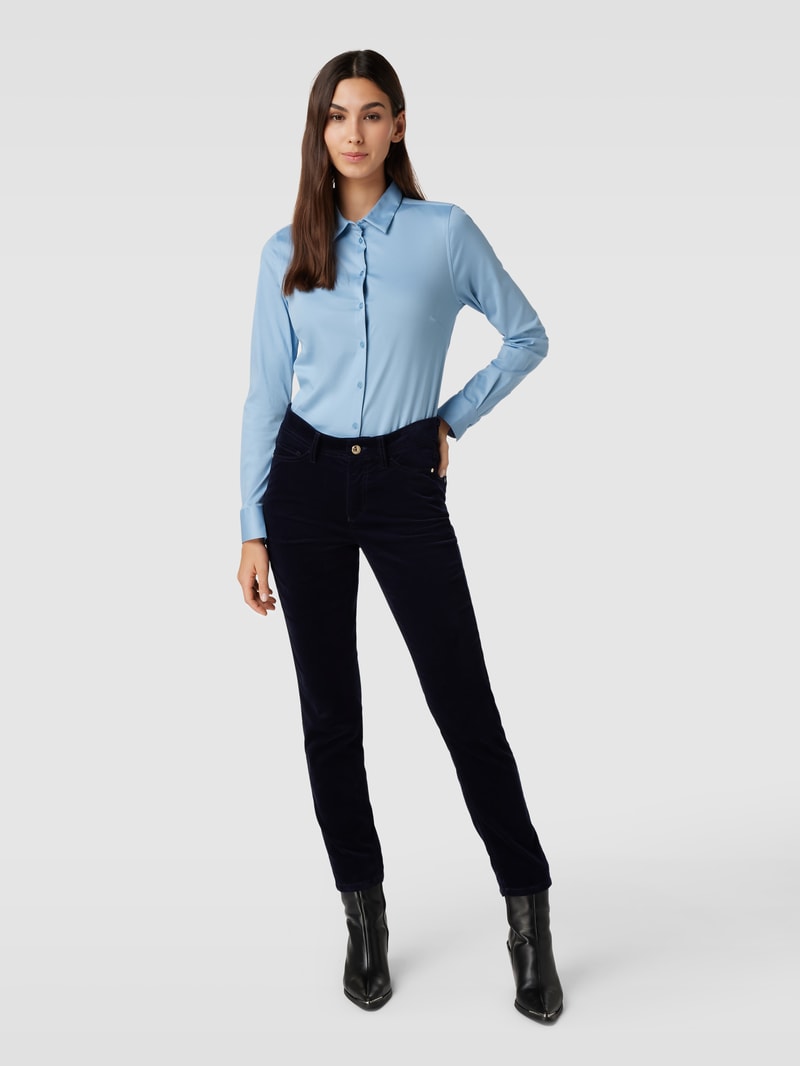 Hemdbluse im unifarbenen Design Modell 'Tina' in blau