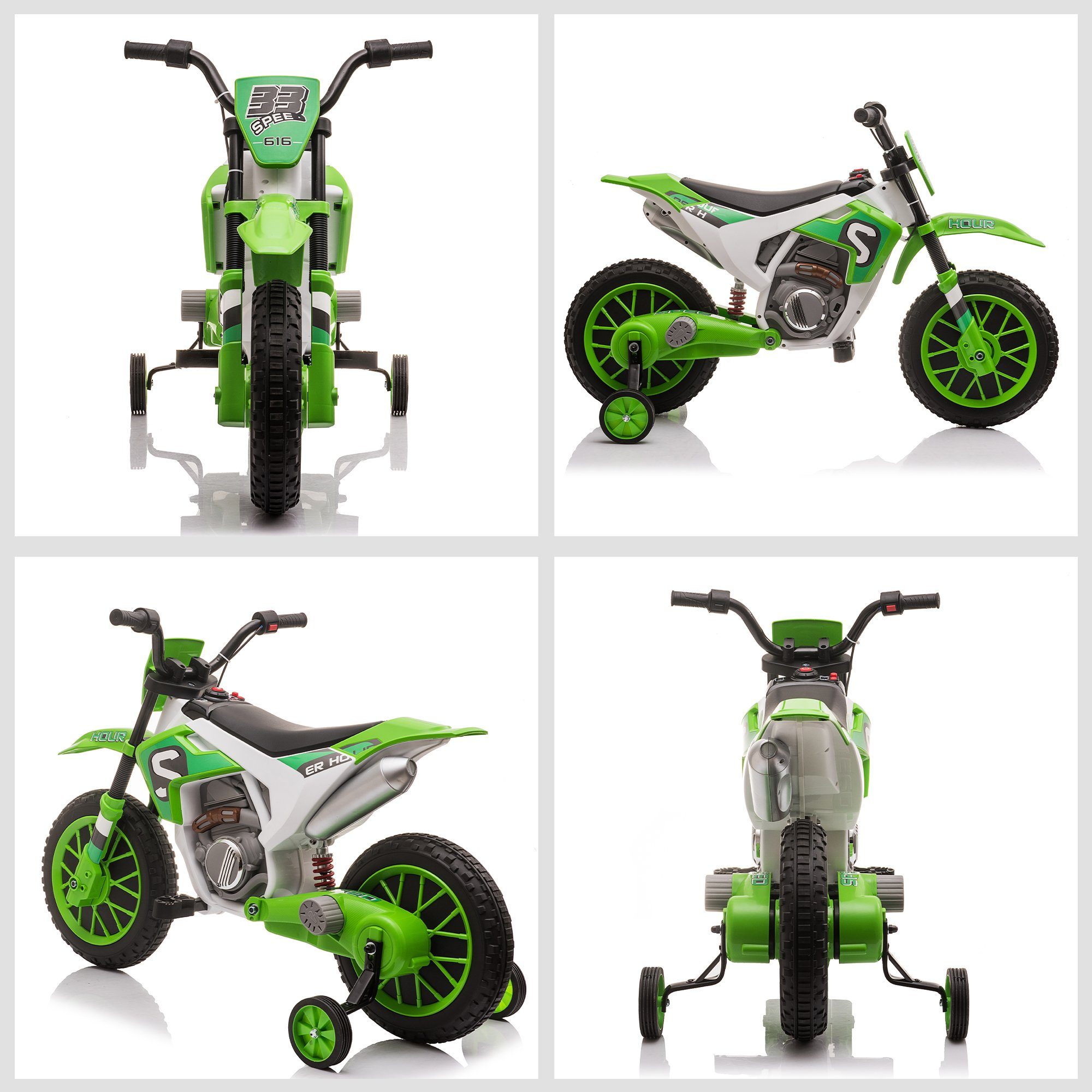 HOMCOM electric children's motorcycle electric vehicle with 2 removable support wheels for children aged 3 and over, load capacity 30 kg, (1 piece), including battery and charger