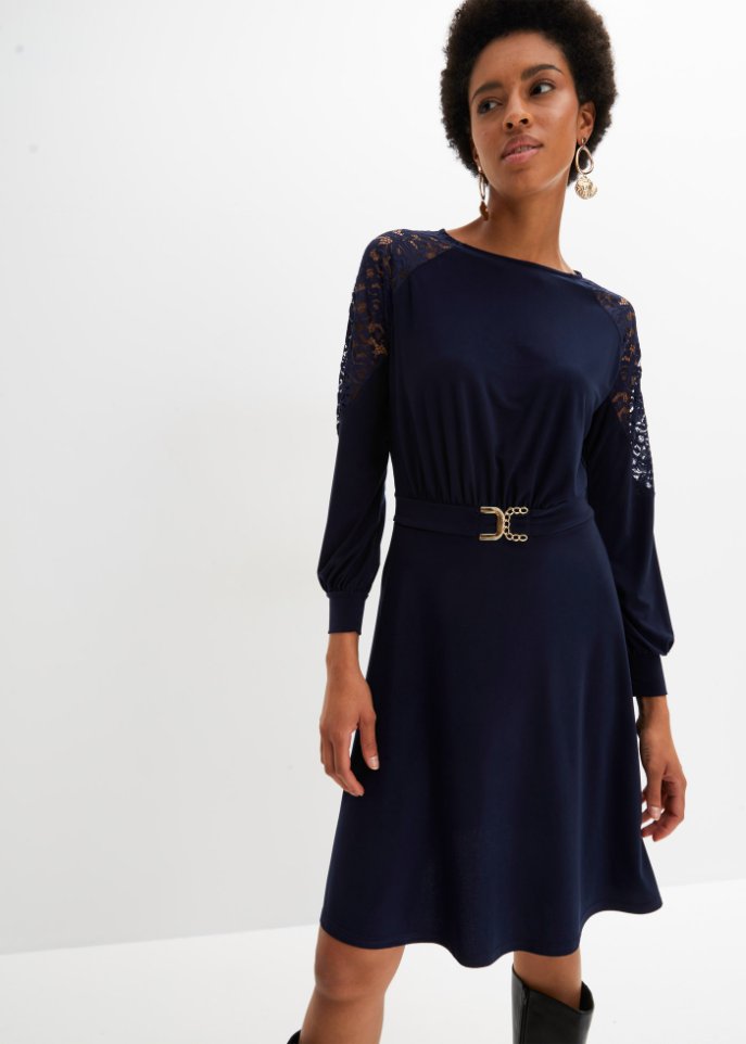 Jerseykleid mit Spitze