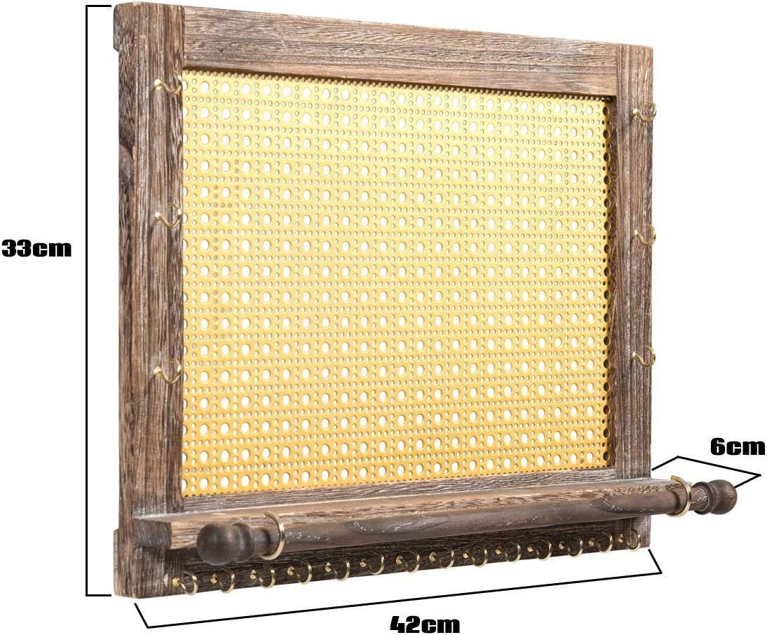 KOMFOTTEU Schmuckständer Wand Schmuckhalter, aus Metall & Holz
