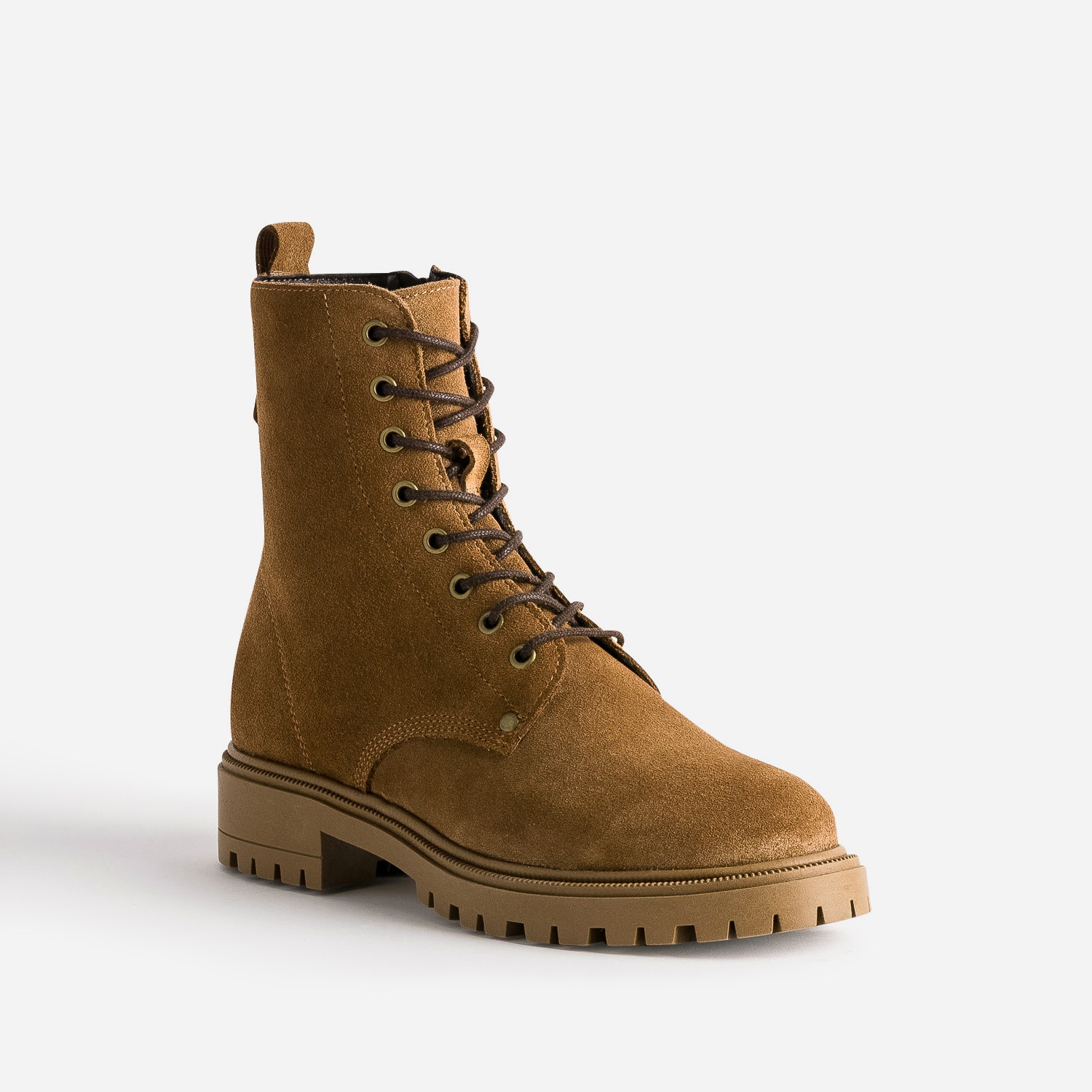 Boots cranté TEXTO en cuir camel