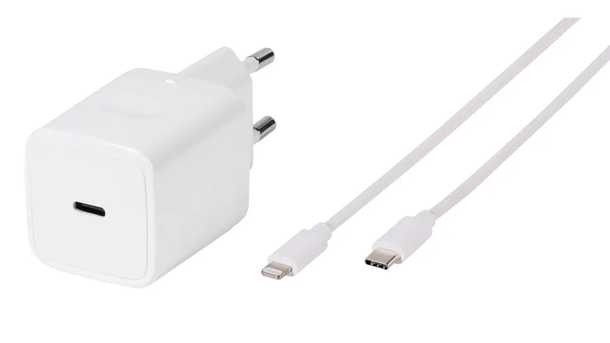 Vivanco iPhone PD 3.0, Super Fast Charger Set, inkl. USB Type-C™/Lightning-Kabel, Schnellladegerät für Apple, 20W