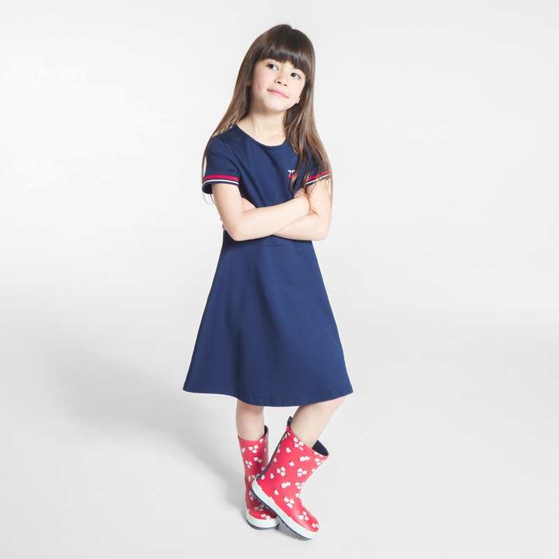 Robe patineuse en jersey milano bleue fille