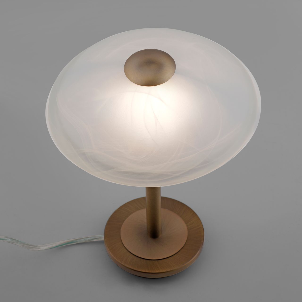 Paul Neuhaus Tischleuchte ENOVA, dimmbar, Glas in Alabaster Dekor, Altmessing