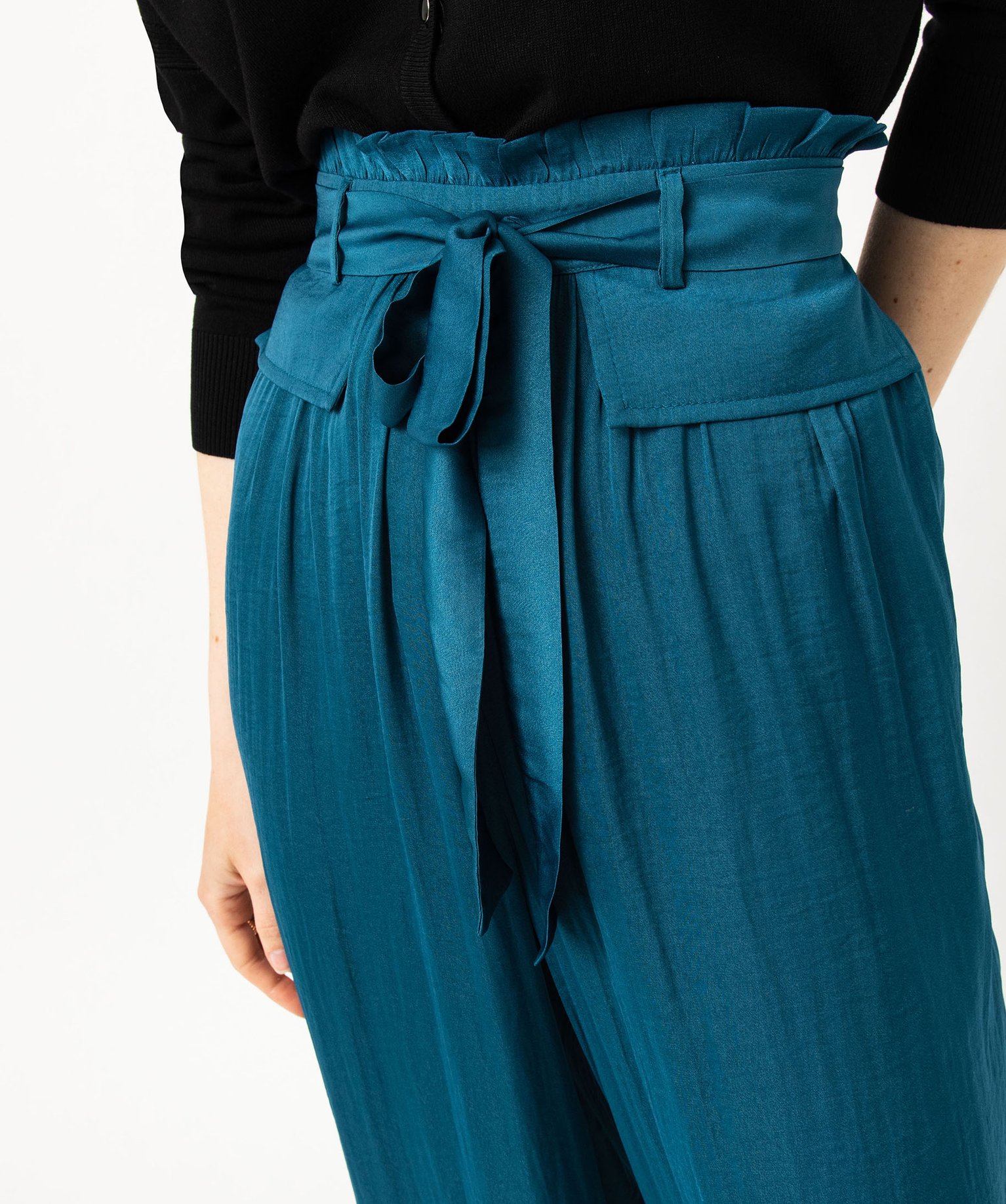 Pantalon de soirée en satin femme bleu | GEMO