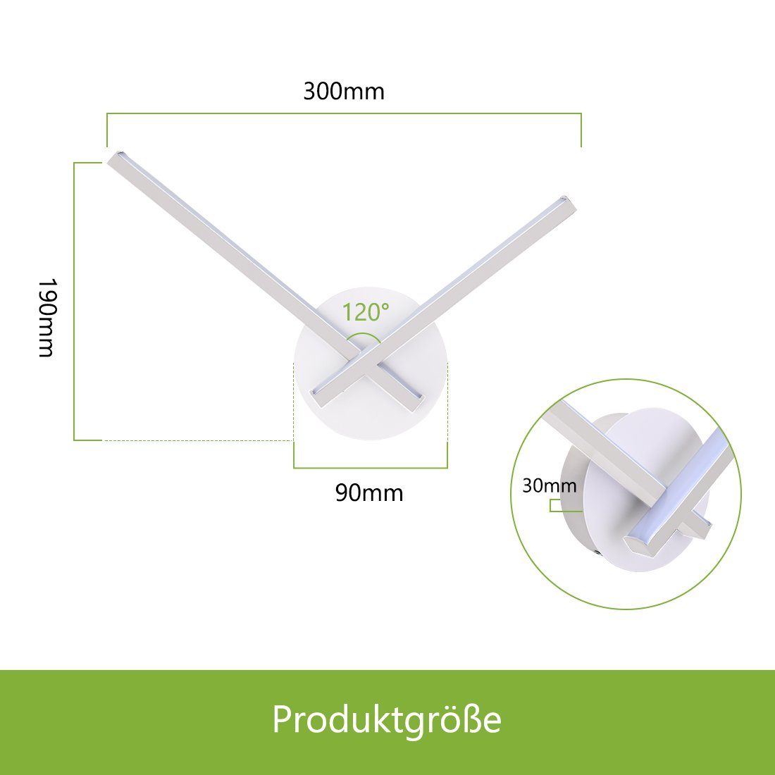 S'AFIELINA LED Wandleuchte LED Wandleuchten Modern 120° Winkel Innen Modern Wandlampe, 3 Lichtfarben 3000K/4000K/6000K Wandbeleuchtung