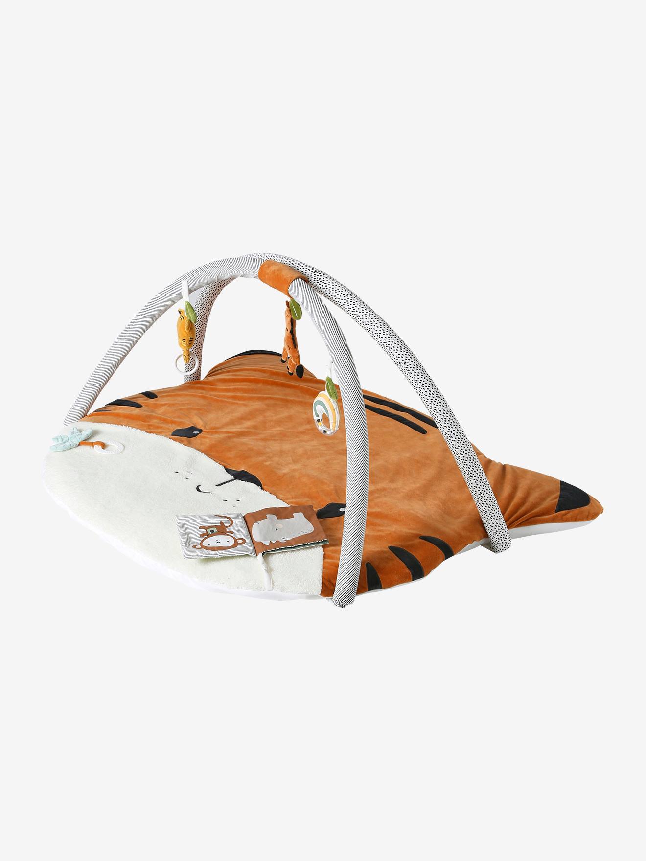 Vertbaudet Baby Activity-Decke mit Spielbogen, Tiergesicht - orange tiger/pandafreunde