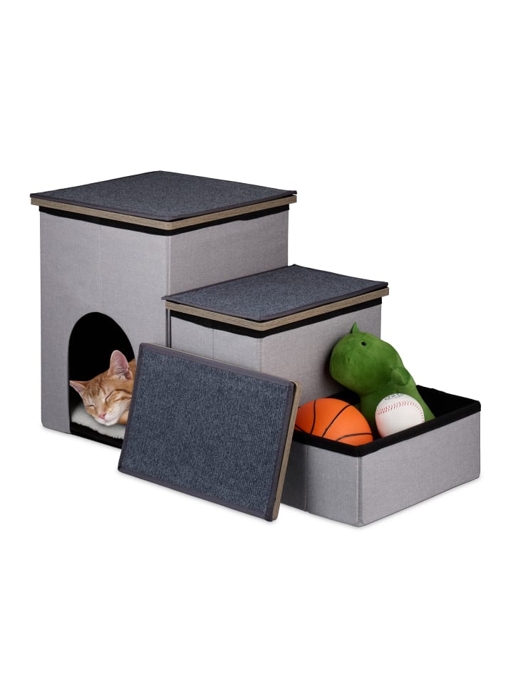 relaxdays Hundetreppe in Grau - (B)72 x (H)41,5 x (T)33 cm günstig kaufen onesize