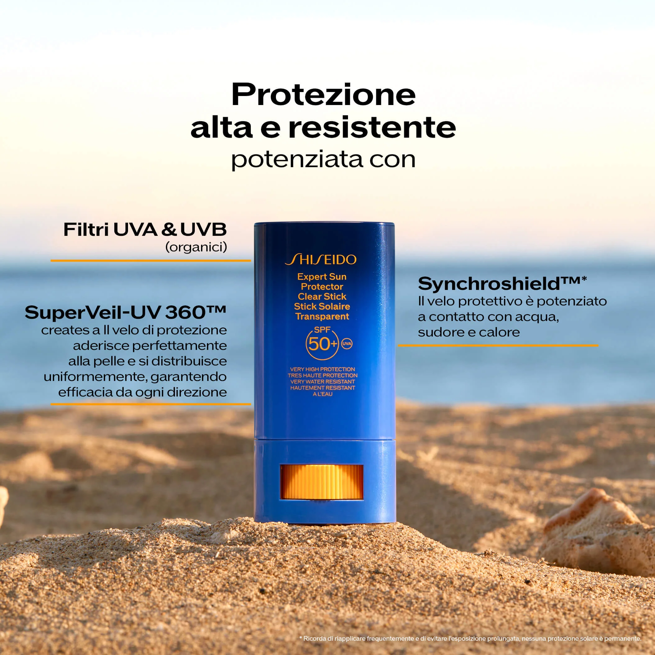 Protector solar en barra transparente Solari Expert SPF50+ - Barra solar de alta protección.