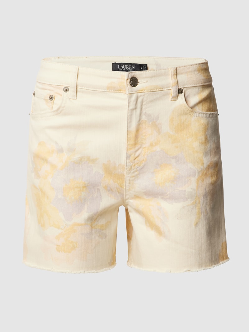 Jeansshorts mit floralem Muster in rosé