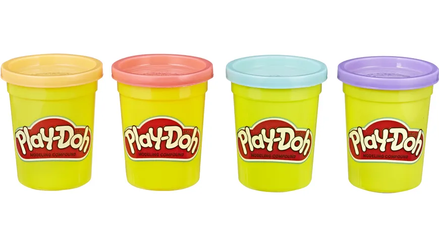 Hasbro - Play-Doh 4er Pack blau, orange, türkis, gelb 448 g