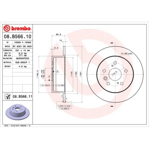 Bremsscheibe Brembo Hinterachse  2 Stück 08.B566.11 - ATU
