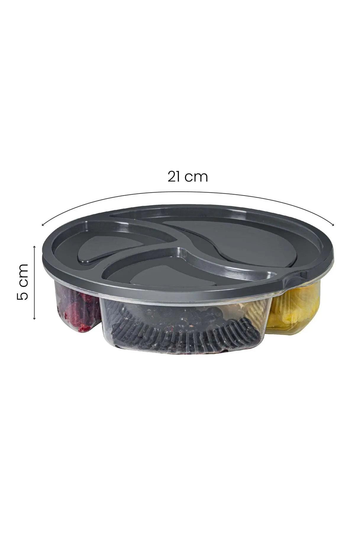 Viwares  VİWARES 6 STÜCK 3 FACH 1,2 LT RUNDE AUFBEWAHRUNGSBOX ANTHRAZIT