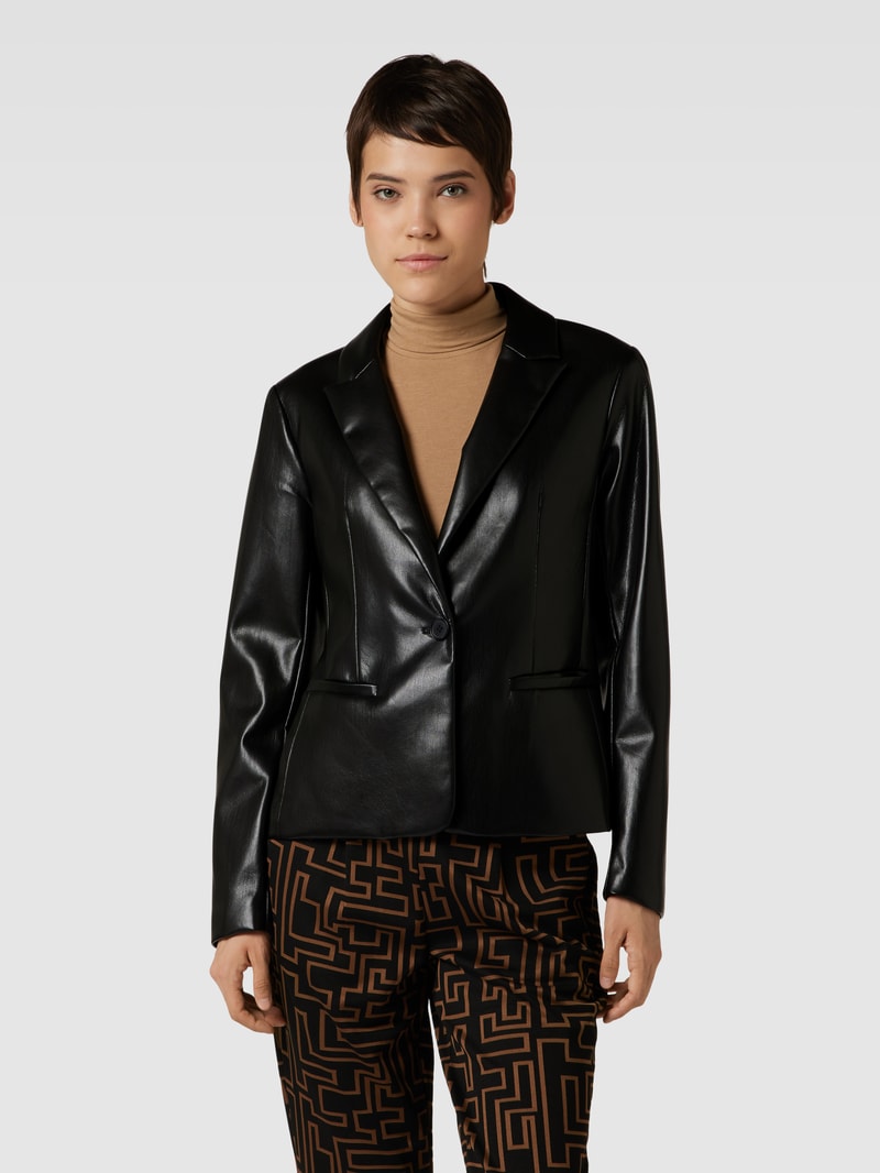 Blazer in Leder-Optik in schwarz