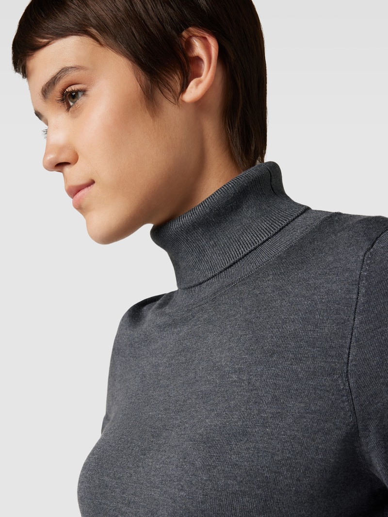 Longsleeve mit Rollkragen in anthrazit meliert