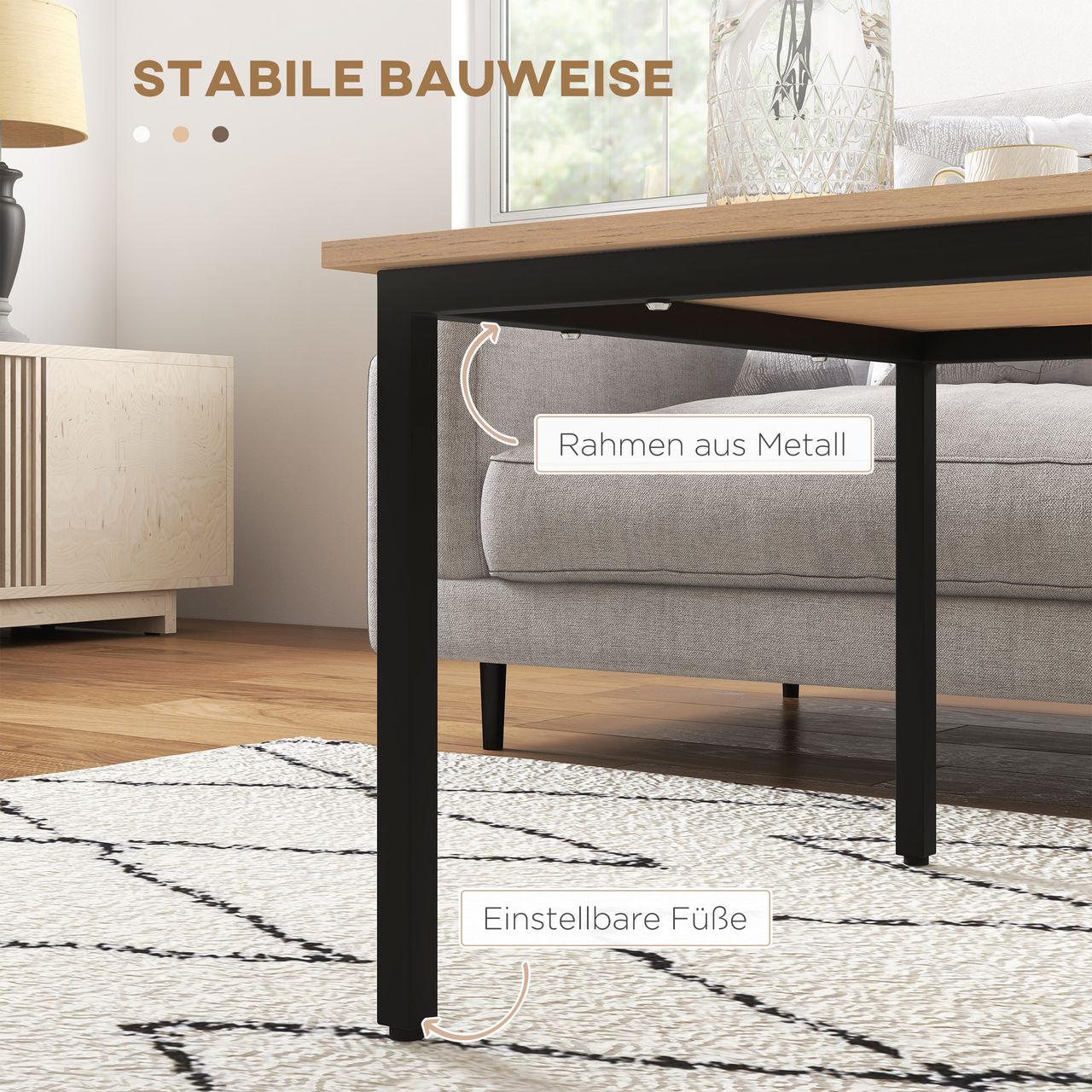 HOMCOM Couchtisch, Beistelltisch, Kaffeetisch, Sofatisch für Wohnzimmer, Natur