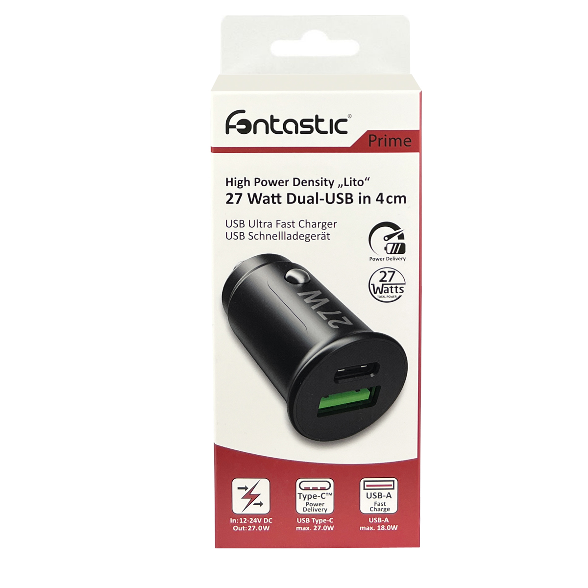 Fontastic Kfz-Ladeadapter Lito USB-A   USB Typ-C, 27Watt