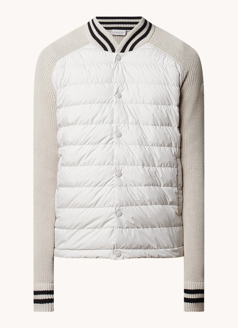 Cardigan Moncler tricotat gros cu cusături în față și logo