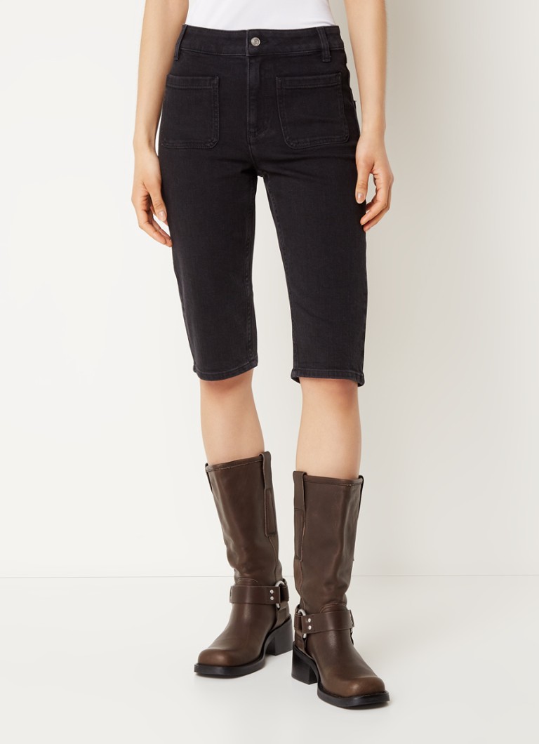 Pantaloni scurți din denim Ron cu talie înaltă și croială mulată de la Ba&sh