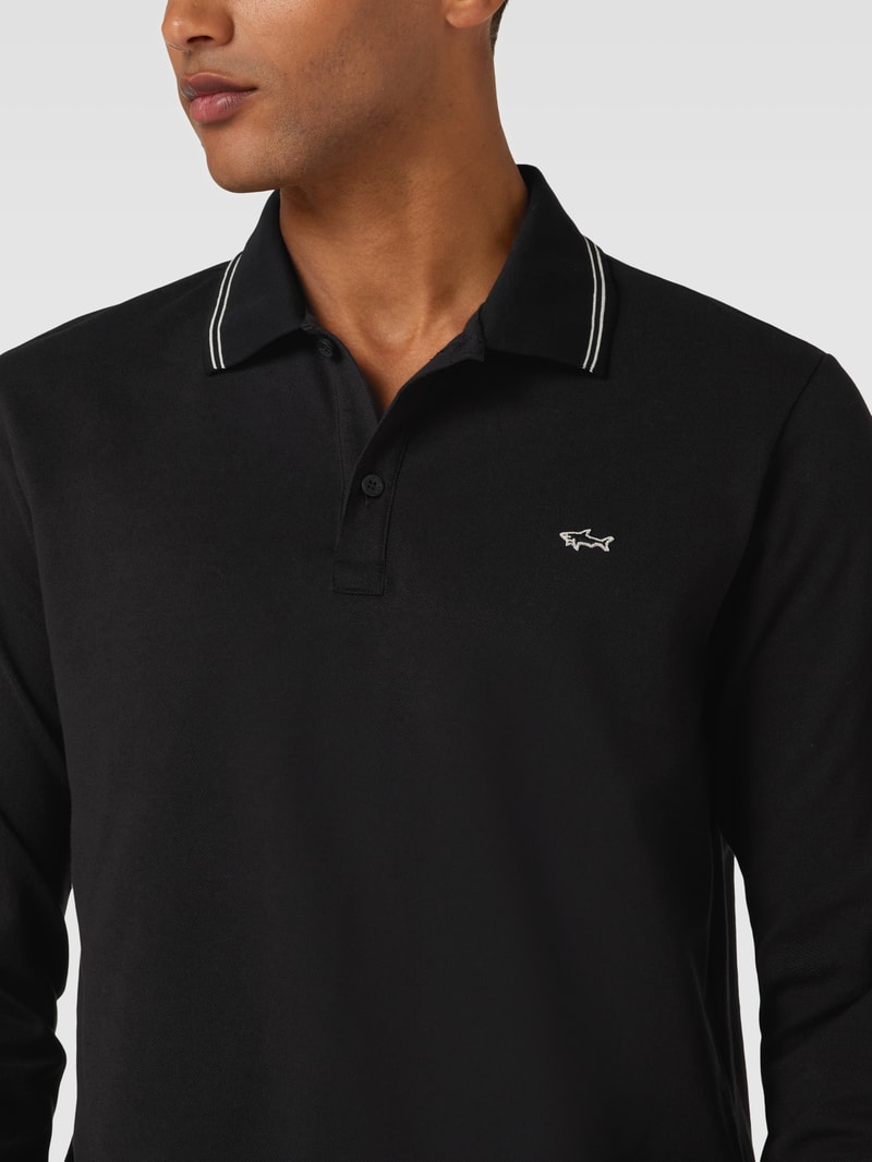 Poloshirt mit Logo-Stitching in schwarz