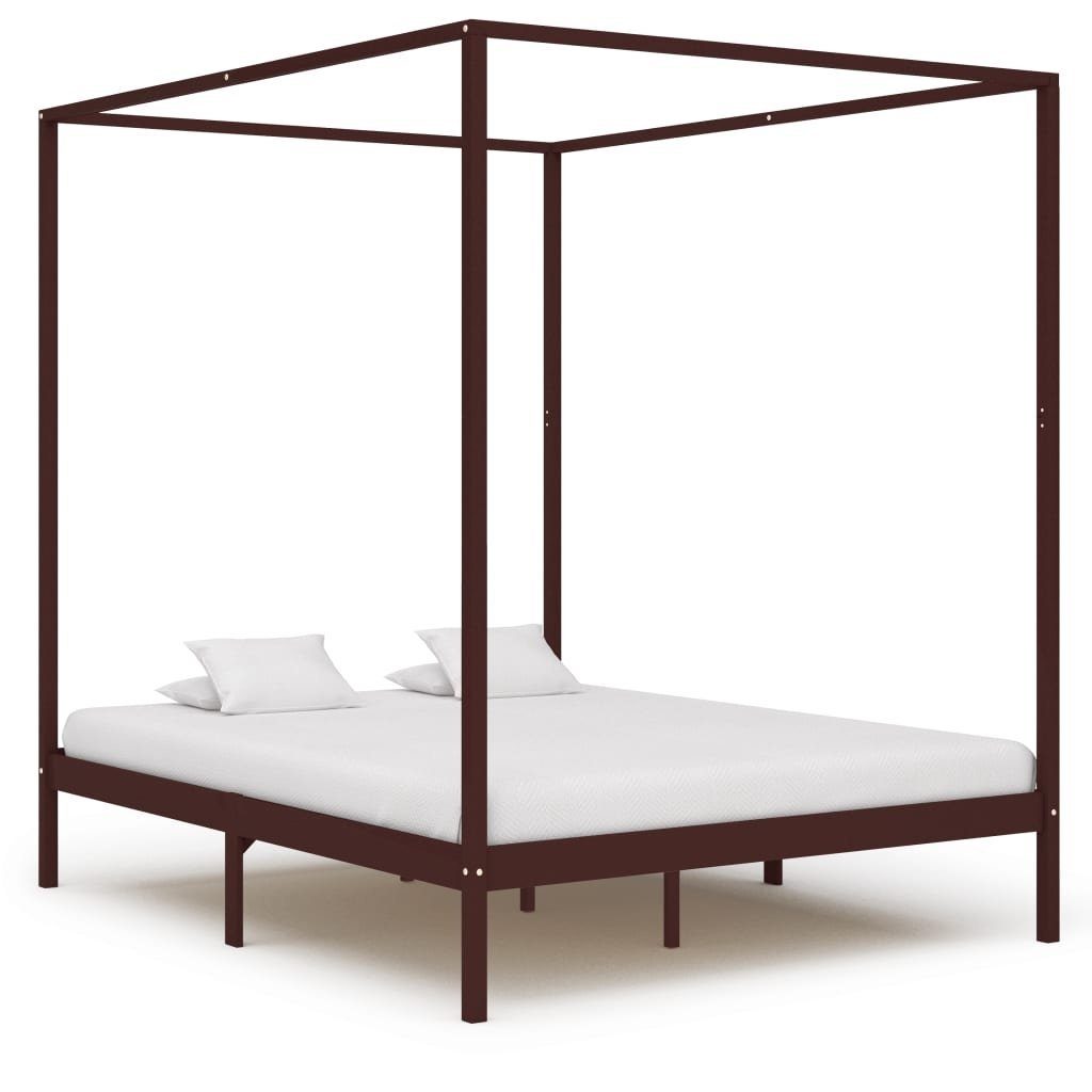 möbelando Himmelbett 299785 (LxBxH: 204x184x200 cm), aus Kiefer in Dunkelbraun