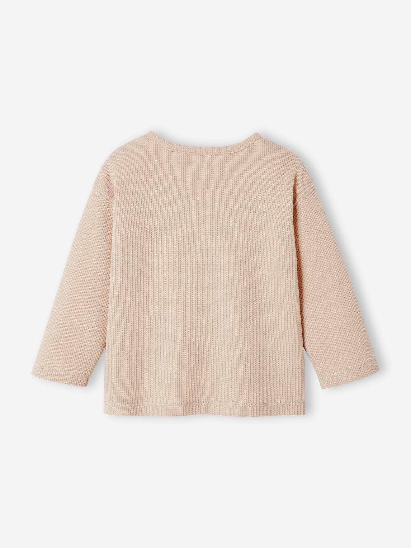 T-shirt tunisien en nid d’abeille bébé manches longues beige