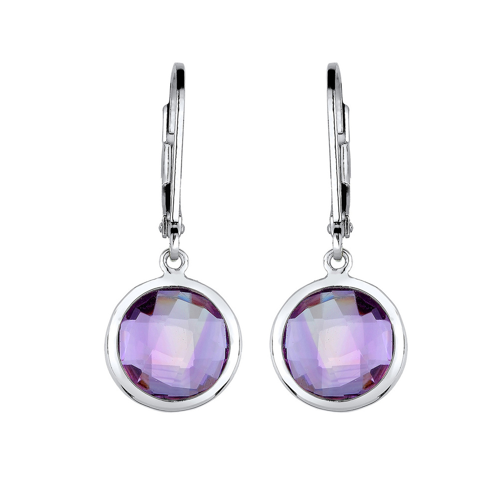 Elli Elli Boucles d'Oreilles Edelsteine Oval Amethyst 925 Silber Boucles d'oreilles